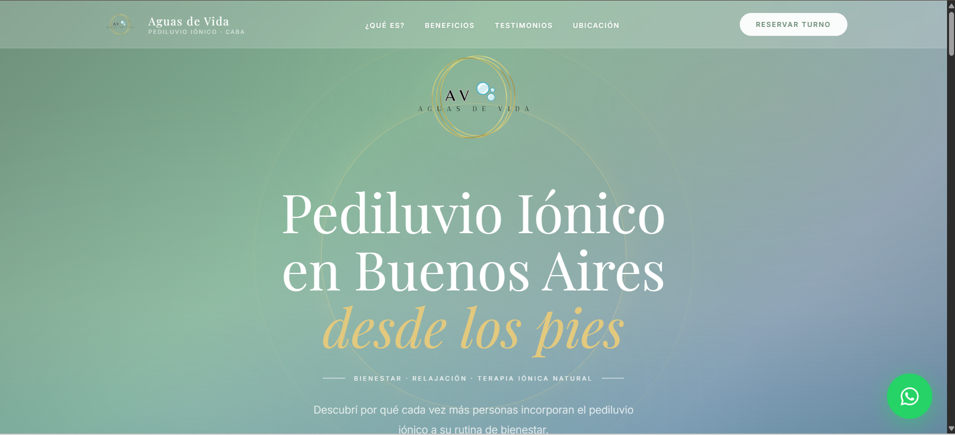 Sitio web de Aguas de Vida